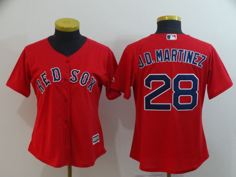 Women Boston Red Sox #28 J.D.Martinez Red Game MLB Jerseys->boston red sox->MLB Jersey